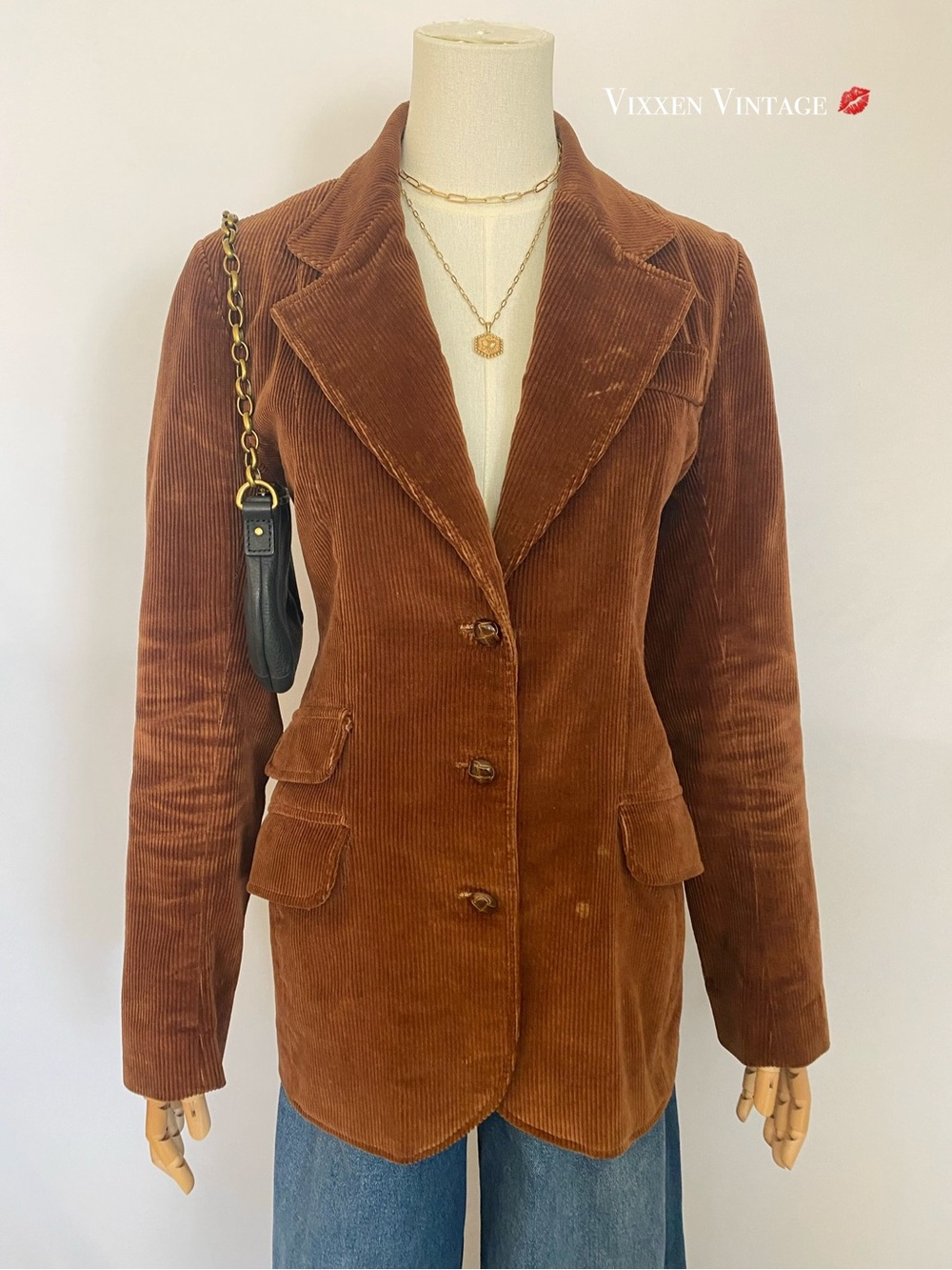 VINTAGE 1970'S GERALD MCCANN X EMILY LAWRENCE CORDUROY SPORT COAT IN BROWN
